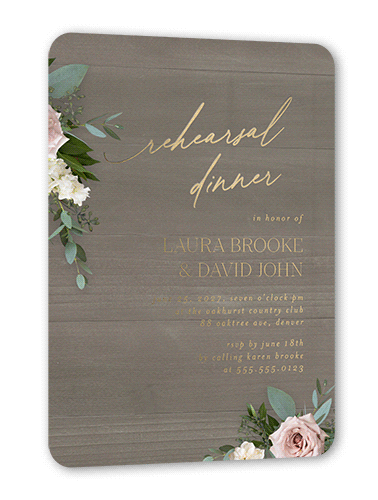 Classic Bouquet Rehearsal Dinner Invitation, Rounded Corners