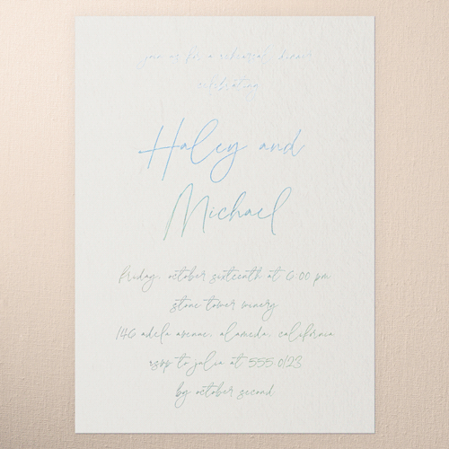 All Script Rehearsal Dinner Invitation, Iridescent Foil, White, 5x7, Matte, Personalized Foil Cardstock, Square, Almond