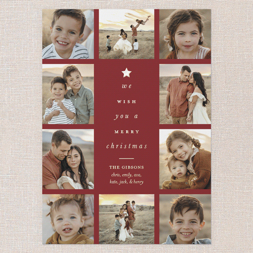 Tree Words Christmas Card, Red, Gold Foil, 5x7, Christmas, Matte, Personalized Foil Cardstock, Square, Red