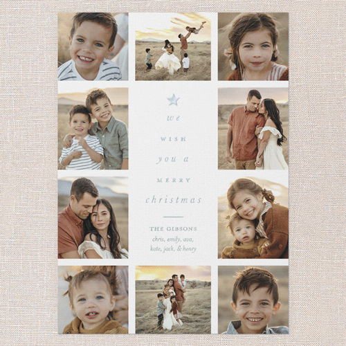 Tree Words Christmas Card, Iridescent Foil, White, 5x7, Christmas, Matte, Personalized Foil Cardstock, Square, White