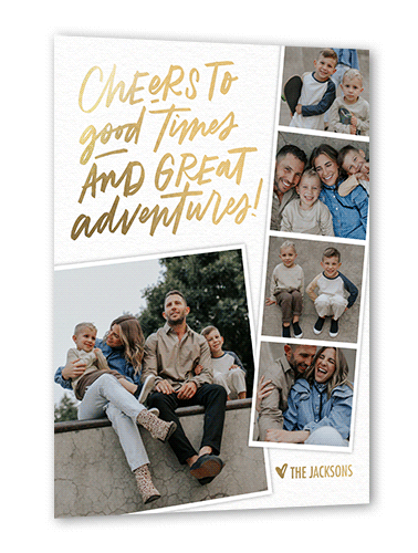 Adorned Adventures New Year's Card, White, Gold Foil, 5x7, New Year, Matte, Personalized Foil Cardstock, Square