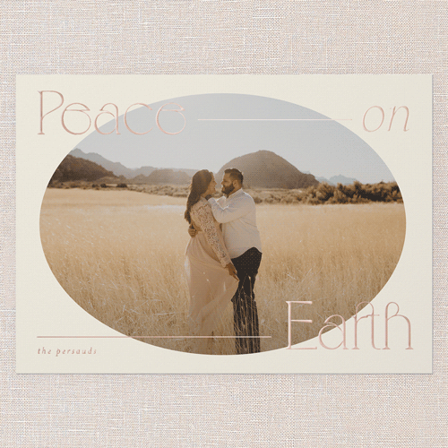 Plentiful Peace Religious Christmas Card, Rose Gold Foil, Beige, 5x7, Religious, Matte, Personalized Foil Cardstock, Square, Antique White