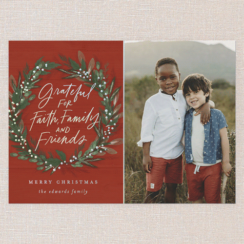 Riveting Wreath Religious Christmas Card, Red, Iridescent Foil, 5x7, Religious, Matte, Personalized Foil Cardstock, Square, Radish