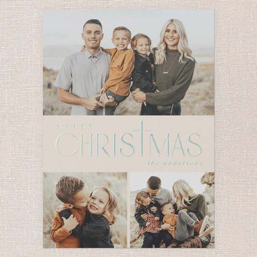 Yuletide Cross Religious Christmas Card, Beige, Iridescent Foil, 5x7, Religious, Matte, Personalized Foil Cardstock, Square, Beige