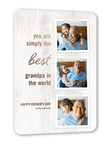 Best Grandpa Snapshots Father's Day, Beige, Rose Gold Foil, 5x7, Matte, Personalized Foil Cardstock, Rounded, Antique White
