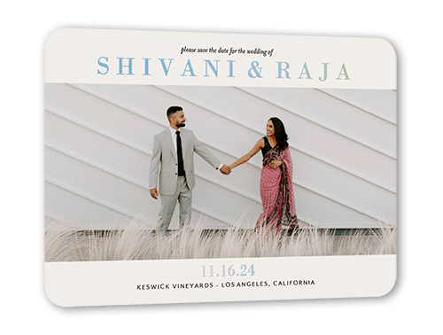 Framed Photo Save The Date, White, Iridescent Foil, 5x7, Matte, Personalized Foil Cardstock, Rounded