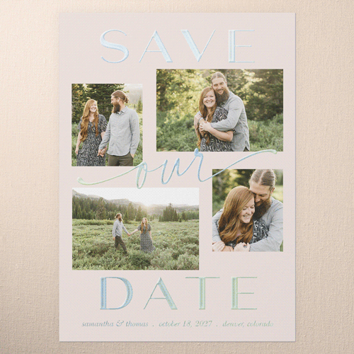 Blissful Framing Save The Date, Iridescent Foil, Pink, 5x7, Matte, Personalized Foil Cardstock, Square