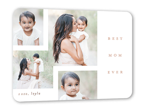 Beloved Brilliance Mother's Day, Rose Gold Foil, White, 5x7, Matte, Personalized Foil Cardstock, Rounded