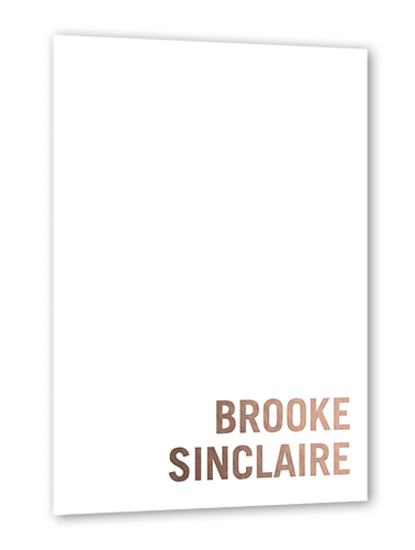 Dazzling Alias Personal Stationery, Rose Gold Foil, White, 5x7, Matte, Personalized Foil Cardstock, Square