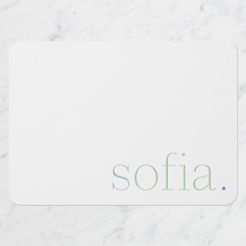 Clean Moniker Personal Stationery Digital Foil Card, White, Iridescent Foil, 5x7, Matte, Personalized Foil Cardstock, Rounded