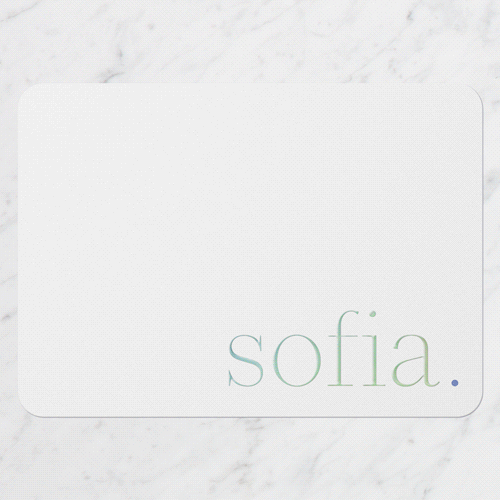 Clean Moniker Personal Stationery Digital Foil Card, White, Iridescent Foil, 5x7, Matte, Personalized Foil Cardstock, Rounded, White