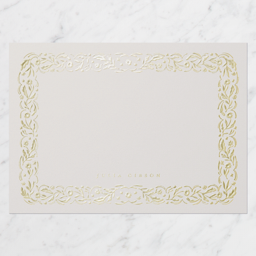 Floral Form Personal Stationery Digital Foil Card, Gold Foil, Grey, 5x7, Matte, Personalized Foil Cardstock, Square