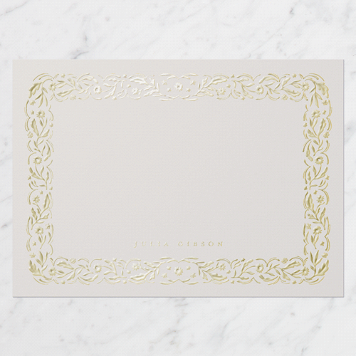 Floral Form Personal Stationery Digital Foil Card, Gold Foil, Grey, 5x7, Matte, Personalized Foil Cardstock, Square, Whisper Gray