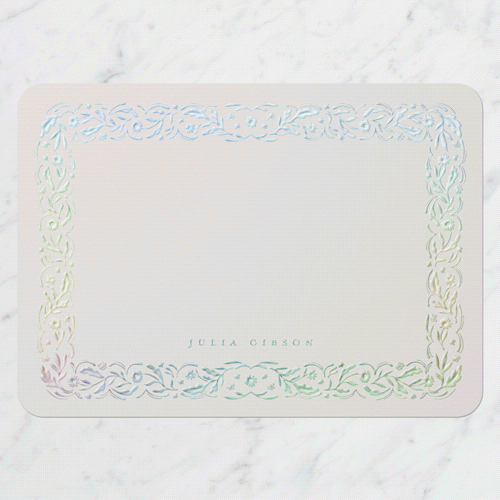 Floral Form Personal Stationery Digital Foil Card, Rounded Corners