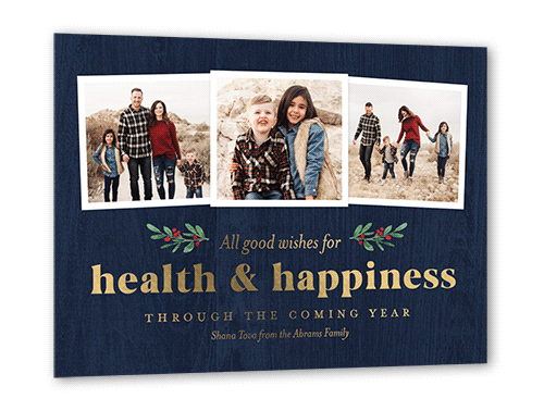 Health and Happiness Rosh Hashanah Card, Square Corners