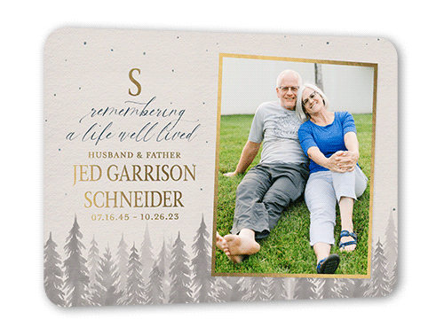 Reflective Remembrance Sympathy, Gold Foil, Grey, 5x7, Matte, Personalized Foil Cardstock, Rounded, Stone