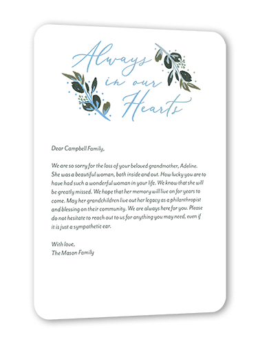Lambent Laurel Sympathy, Iridescent Foil, White, 5x7, Matte, Personalized Foil Cardstock, Rounded, White