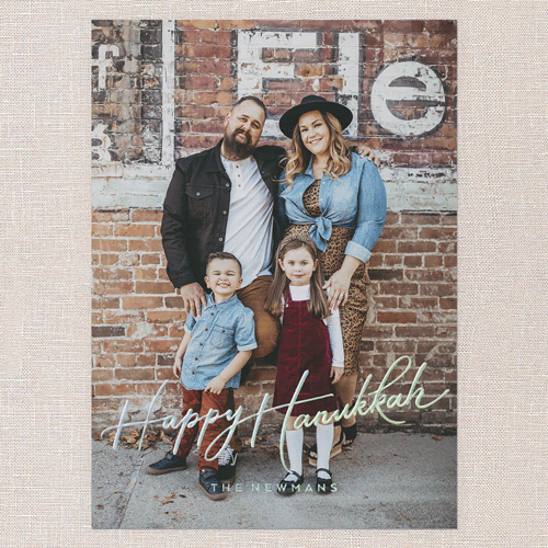 Timeless Festivities Hanukkah Card, Iridescent Foil, White, 5x7, Hanukkah, Matte, Personalized Foil Cardstock, Square, White