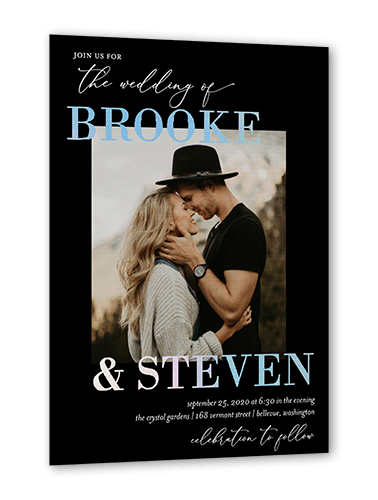 Modern Photo Wedding Invitation, Iridescent Foil, Black, 5x7, Matte, Personalized Foil Cardstock, Square