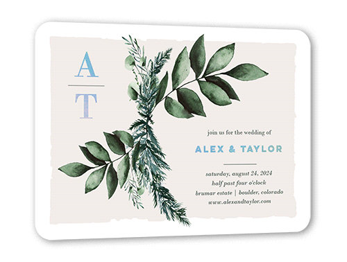 Rehearsal Bough Wedding Invitation, White, Iridescent Foil, 5x7, Matte, Personalized Foil Cardstock, Rounded