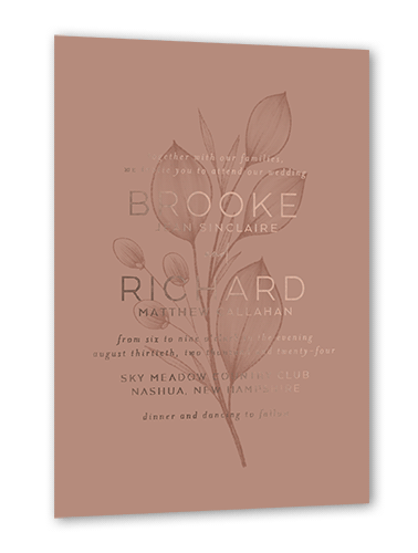 Novel Matrimony Wedding Invitation, Rose Gold Foil, Beige, 5x7, Matte, Personalized Foil Cardstock, Square, Pueblo