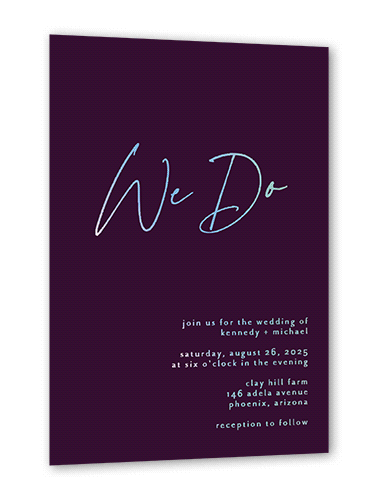 Regal We Do Wedding Invitation, Purple, Iridescent Foil, 5x7, Matte, Personalized Foil Cardstock, Square