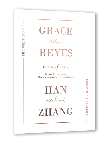 Enchanted Edition Wedding Invitation, Rose Gold Foil, White, 5x7, Matte, Personalized Foil Cardstock, Square, White