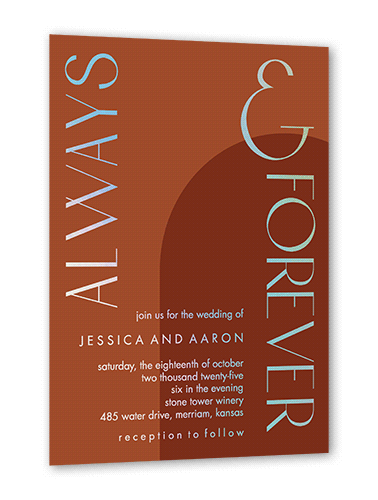 Always Modern Wedding Invitation, Iridescent Foil, Orange, 5x7, Matte, Personalized Foil Cardstock, Square, Caramel