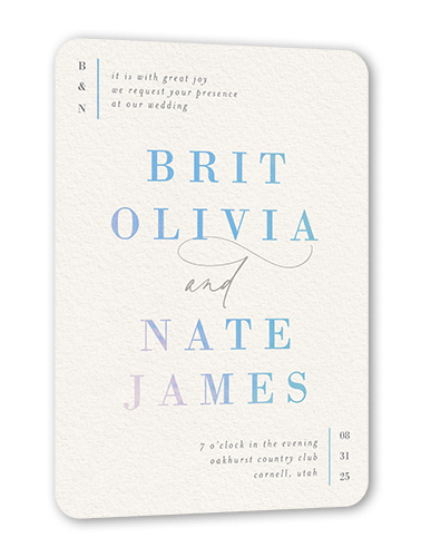 Gleaming Gathering Wedding Invitation, Iridescent Foil, Beige, 5x7, Matte, Personalized Foil Cardstock, Rounded, Antique White