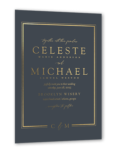 Sensational Shine Wedding Invitation, Gold Foil, Gray, 5x7, Matte, Personalized Foil Cardstock, Square, Gray
