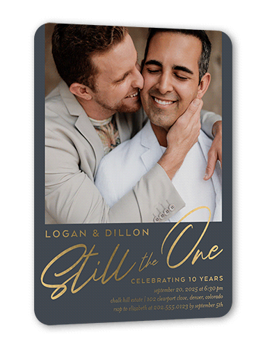 Still The One Wedding Anniversary Invitation, Gold Foil, Gray, 5x7, Matte, Personalized Foil Cardstock, Rounded