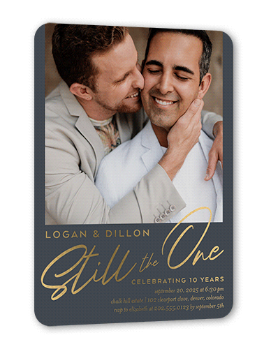 Still The One Wedding Anniversary Invitation, Gray, Gold Foil, 5x7, Matte, Personalized Foil Cardstock, Rounded