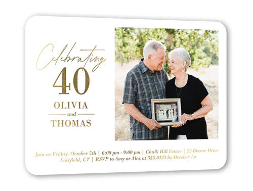 Timeless Promise Wedding Anniversary Invitation, Gold Foil, White, 5x7, Matte, Personalized Foil Cardstock, Rounded