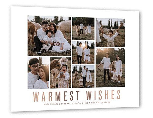 Collaged Wishes Holiday Card, Rose Gold Foil, White, 6x8, Holiday, Matte, Personalized Foil Cardstock, Square