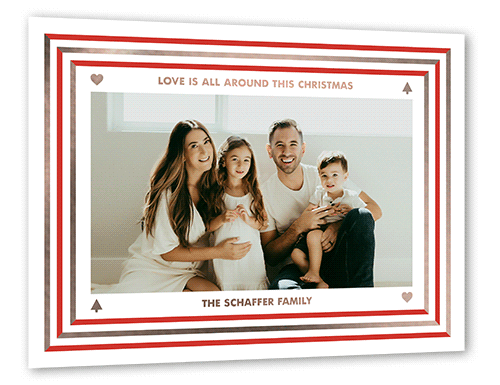 Big Love Foil Holiday Card, Rose Gold Foil, White, 6x8, Christmas, Matte, Personalized Foil Cardstock, Square
