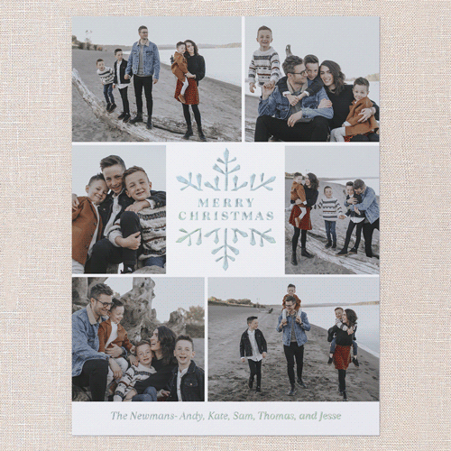 Snowy Shimmer Holiday Card, White, Iridescent Foil, 6x8, Christmas, Matte, Personalized Foil Cardstock, Square, White