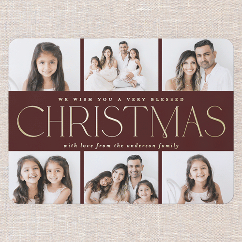 Elegant Middle Holiday Card, Gold Foil, Red, 6x8, Religious, Matte, Personalized Foil Cardstock, Rounded, Red