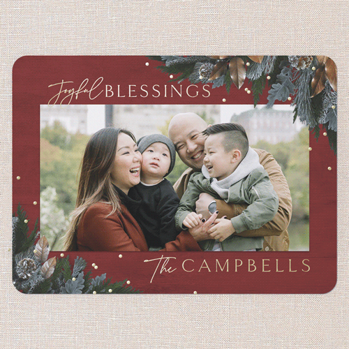 Mixed Metallic Marvel Holiday Card, Gold Foil, Red, 6x8, Religious, Matte, Personalized Foil Cardstock, Rounded, Cinnamon