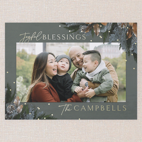 Mixed Metallic Marvel Holiday Card, Gold Foil, Green, 6x8, Religious, Matte, Personalized Foil Cardstock, Square, Fern