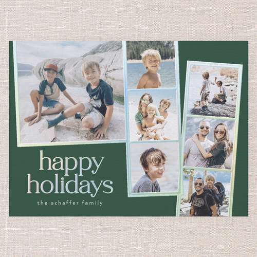 Photo Slides Holiday Card, Green, Iridescent Foil, 6x8, Holiday, Matte, Personalized Foil Cardstock, Square, Green