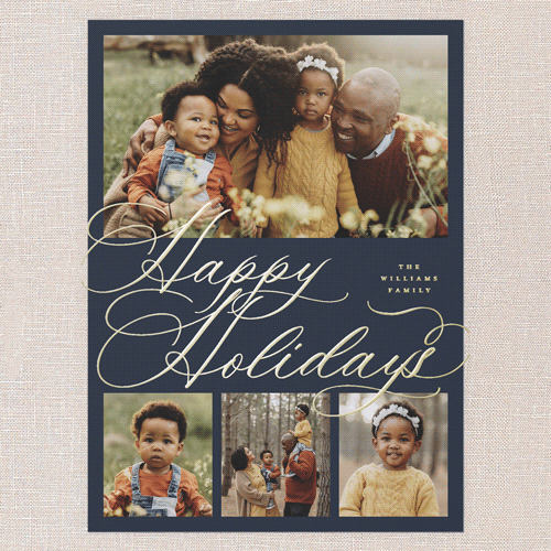 Timeless Penmanship Holiday Card, Gold Foil, Blue, 6x8, Holiday, Matte, Personalized Foil Cardstock, Square, Blue
