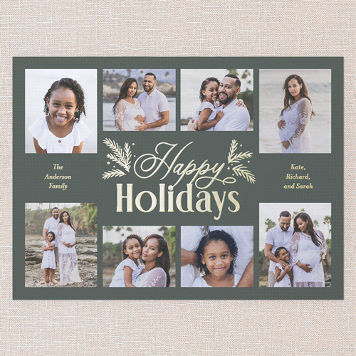 Botanical Touch Holiday Card, Green, Gold Foil, 6x8, Holiday, Matte, Personalized Foil Cardstock, Square, Green