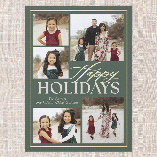 Classic Yuletide Holiday Card, Green, Gold Foil, 6x8, Holiday, Matte, Personalized Foil Cardstock, Square, Green