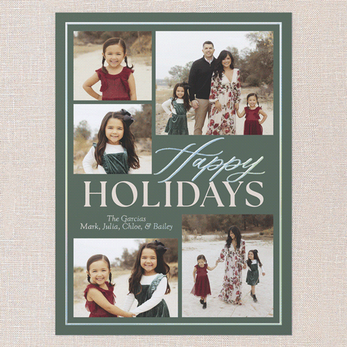 Classic Yuletide Holiday Card, Green, Iridescent Foil, 6x8, Holiday, Matte, Personalized Foil Cardstock, Square, Green