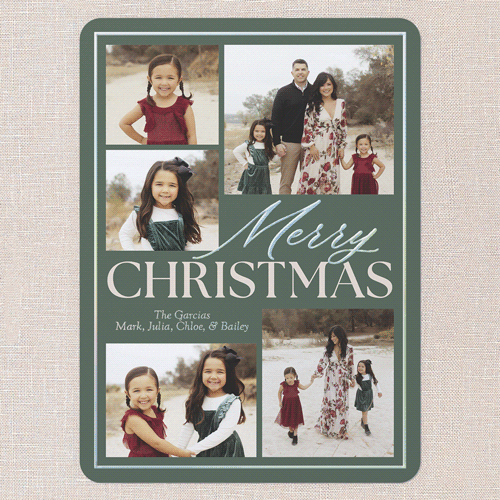 Classic Yuletide Holiday Card, Green, Iridescent Foil, 6x8, Christmas, Matte, Personalized Foil Cardstock, Rounded, Green