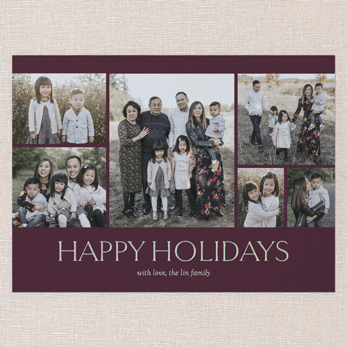 Timeless Gathering Holiday Card, Iridescent Foil, Red, 6x8, Holiday, Matte, Personalized Foil Cardstock, Square, Velvet