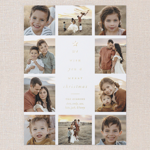 Tree Words Christmas Card, White, Gold Foil, 6x8, Christmas, Matte, Personalized Foil Cardstock, Square, White