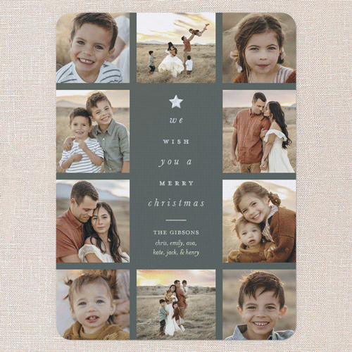 Tree Words Christmas Card, Green, Iridescent Foil, 6x8, Christmas, Matte, Personalized Foil Cardstock, Rounded, Green