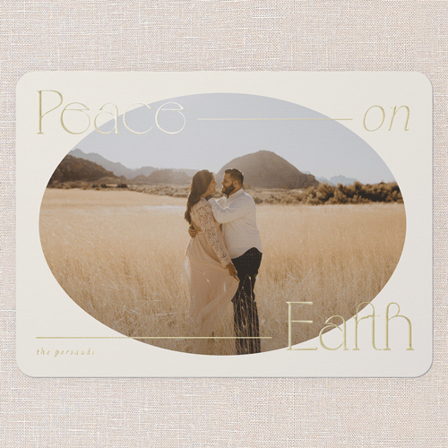 Plentiful Peace Religious Christmas Card, Beige, Gold Foil, 6x8, Religious, Matte, Personalized Foil Cardstock, Rounded