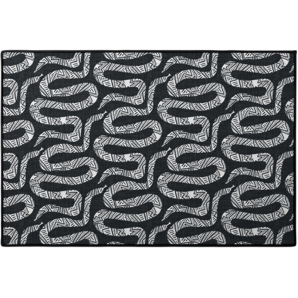 Snake Study - Black Door Mat, Black